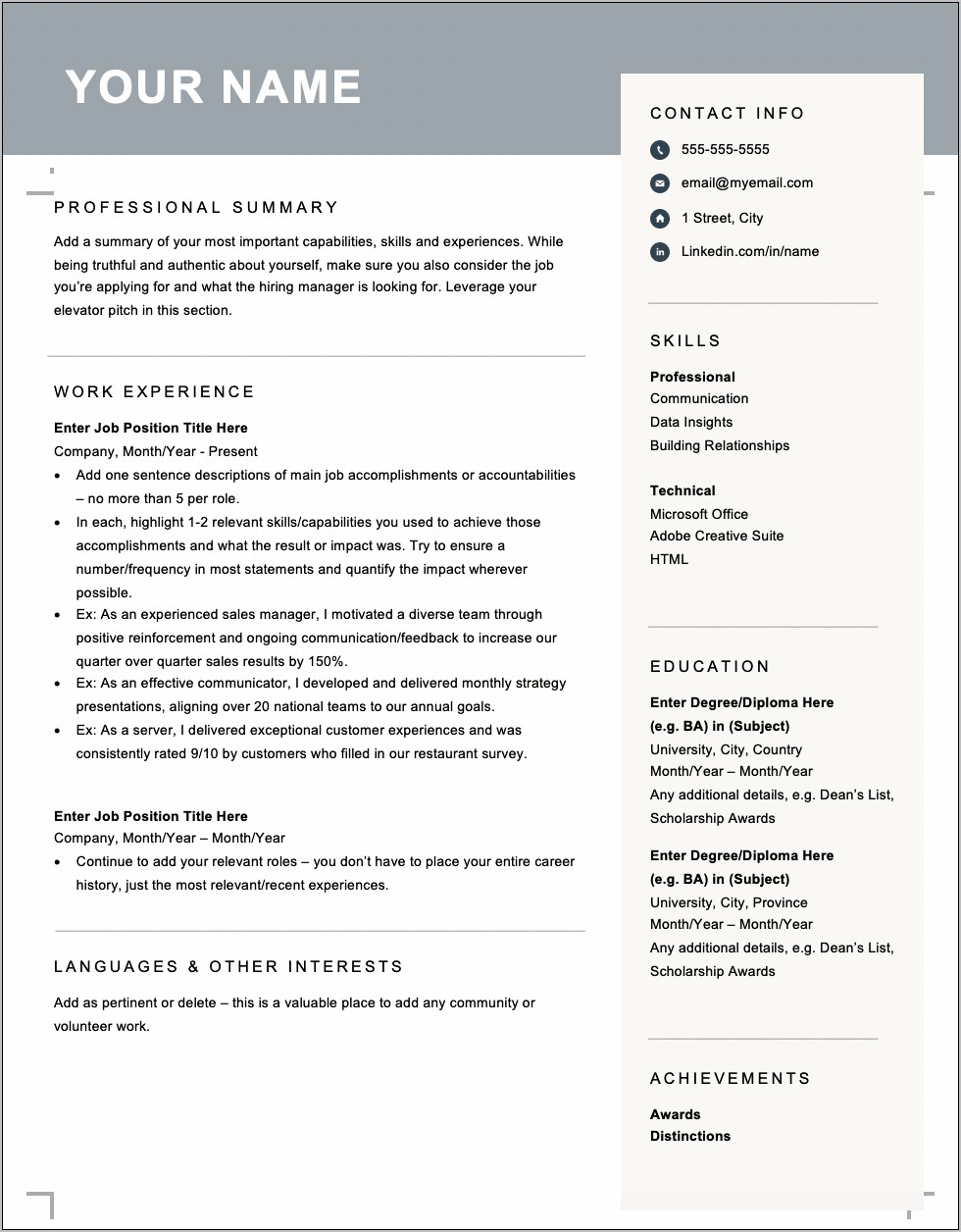 Sample Of Functional Resume Canada