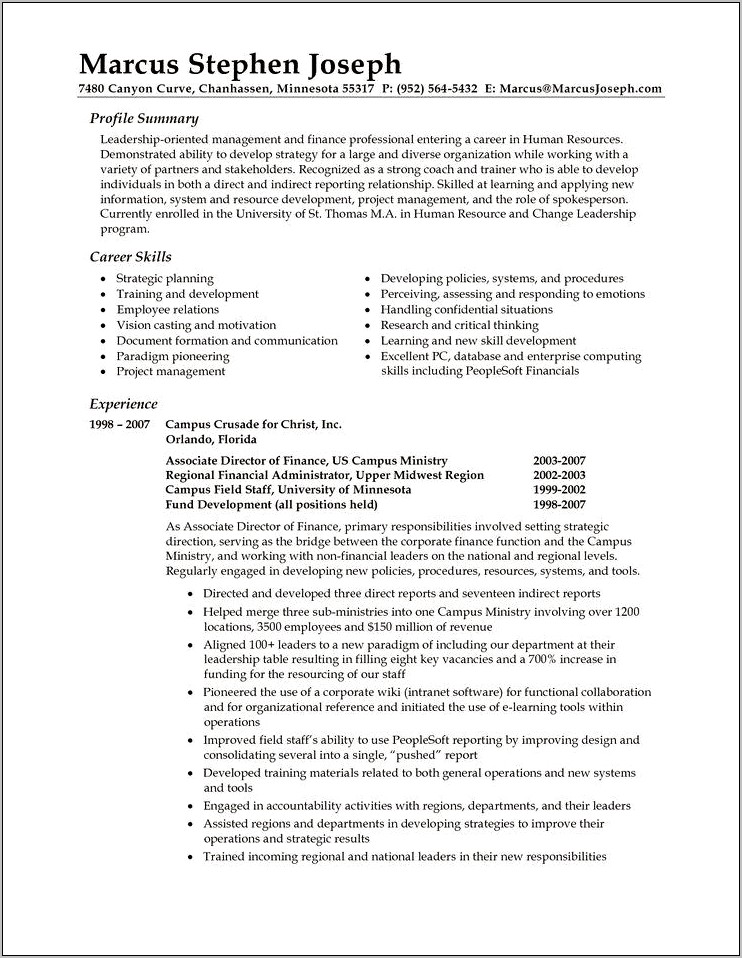 Sample Of Good Resume Profiles