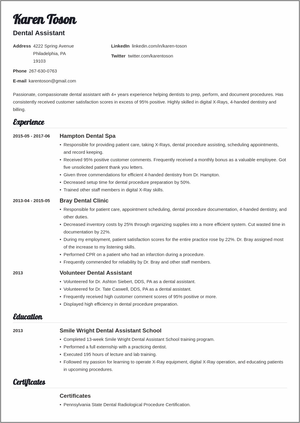 Sample One Page Professional Resume