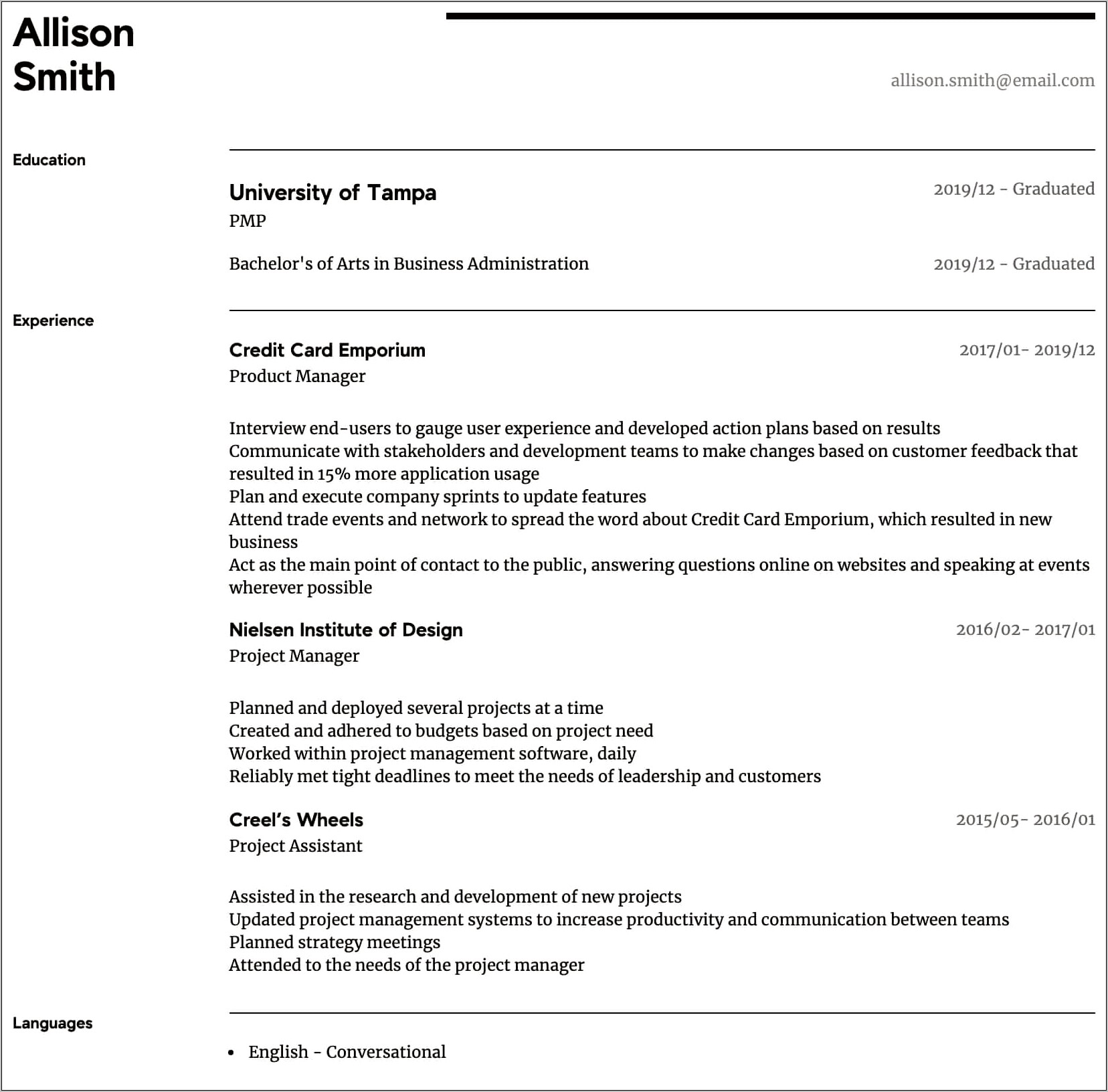 Sample Product Manager Resume 2016