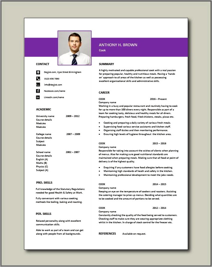 Sample Resume Chef Biography Examples