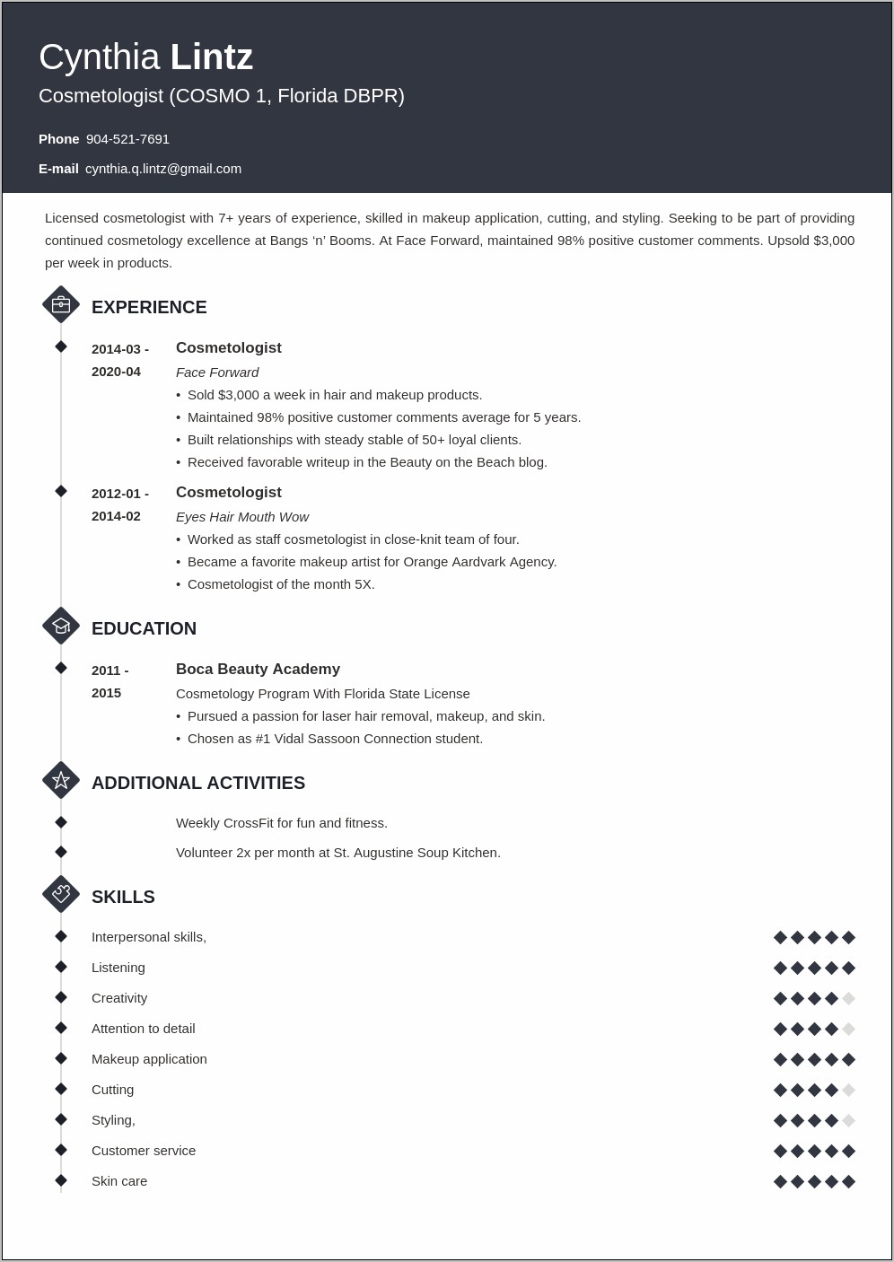 Sample Resume Cosmetology Mission Statement