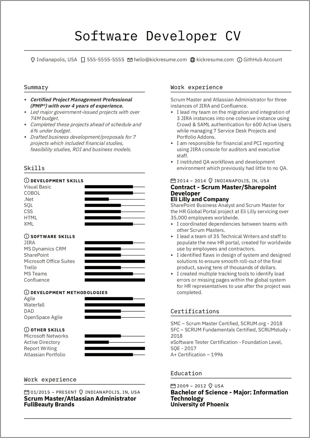 Sample Resume Entry Leve Software