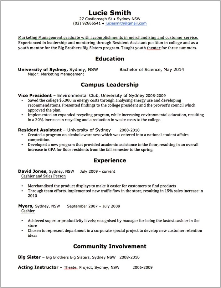 Sample Resume For Australian Jobs