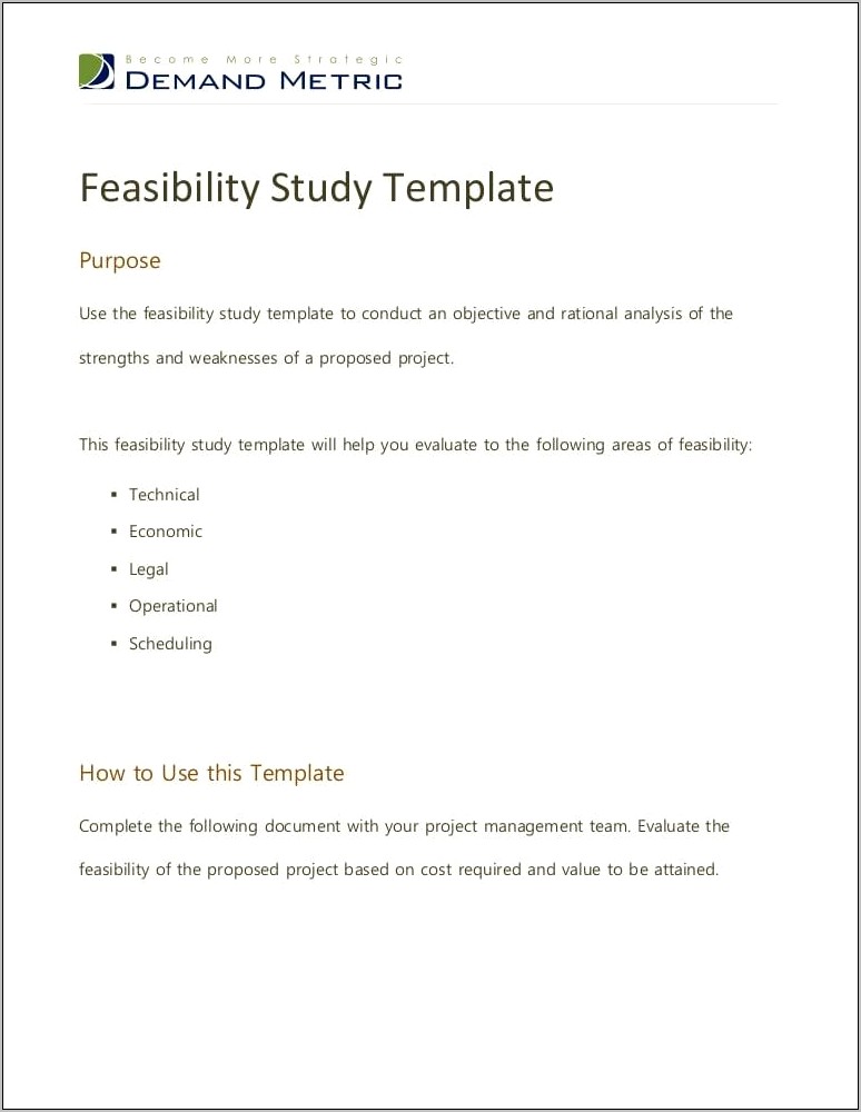 Sample Resume For Feasibility Study