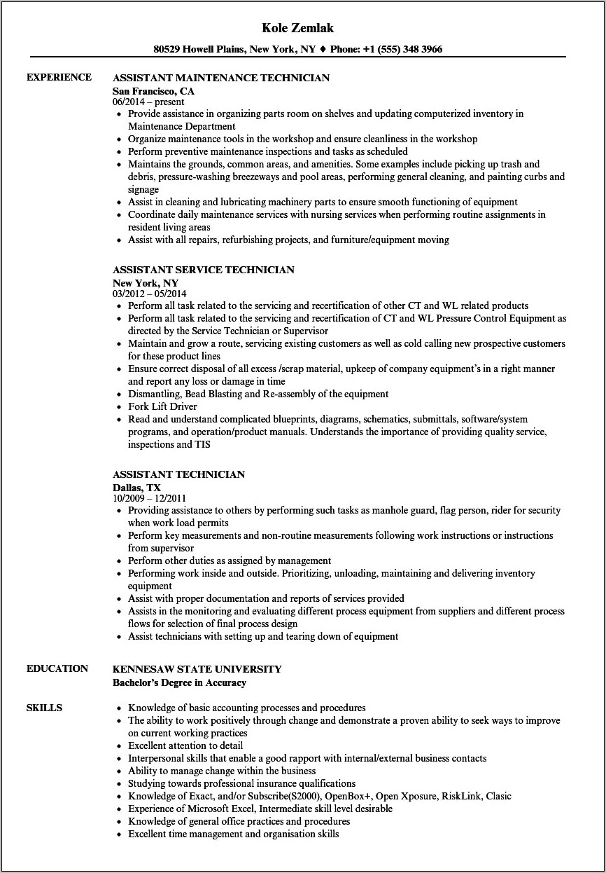 Sample Resume For Habilitation Technician