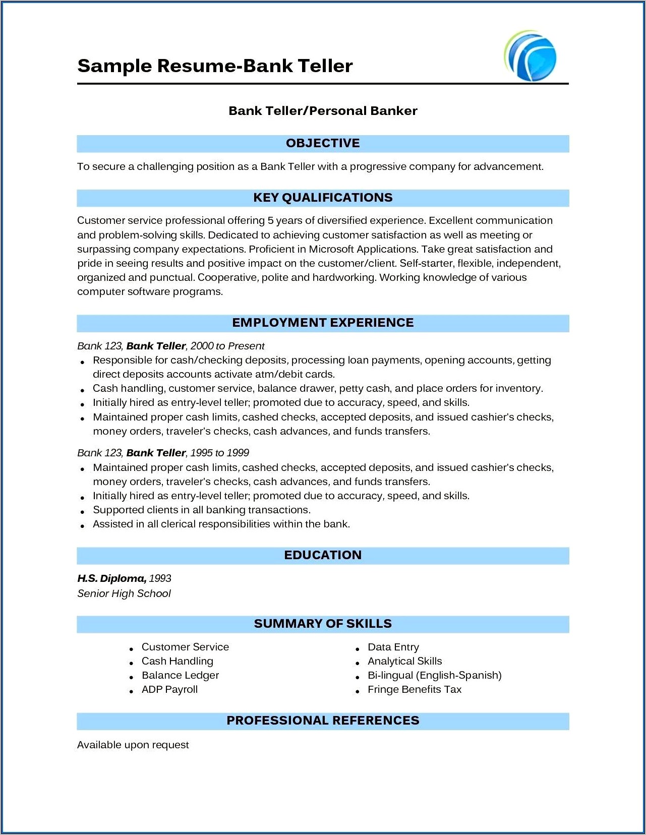 Sample Resume For It Sector