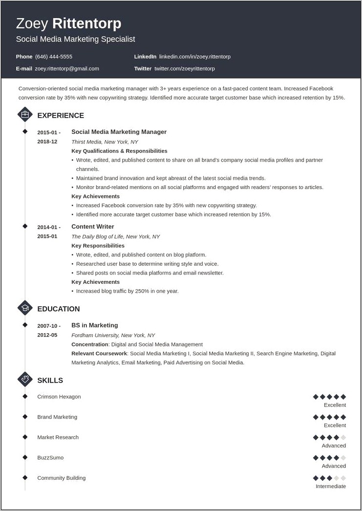 Sample Resume For Media Jobs