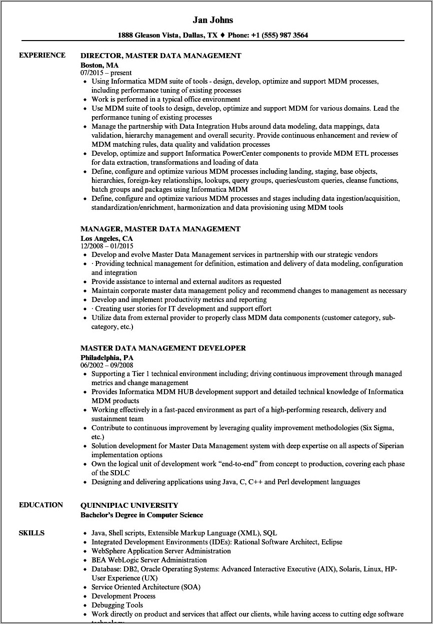 Sample Resume Of Weblogic Admin