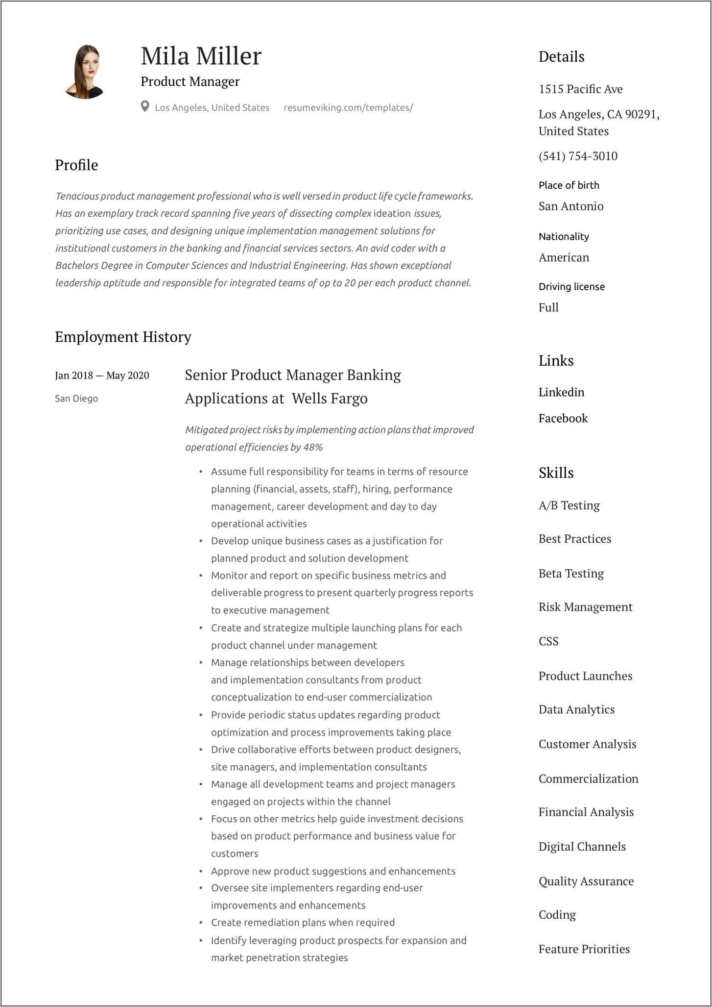 Senior Manager Effective Resume Examples