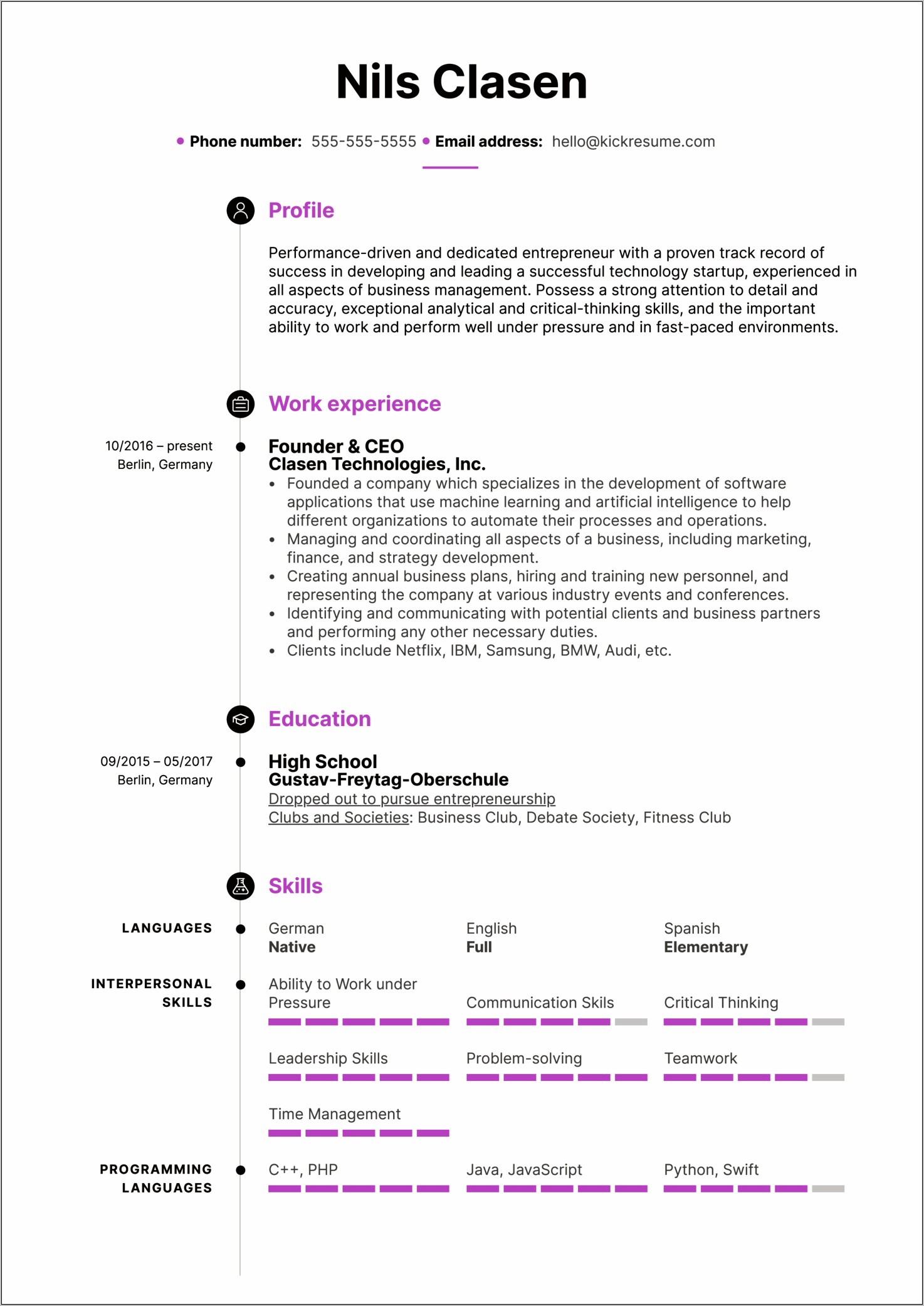 Simple Resume Examples High School
