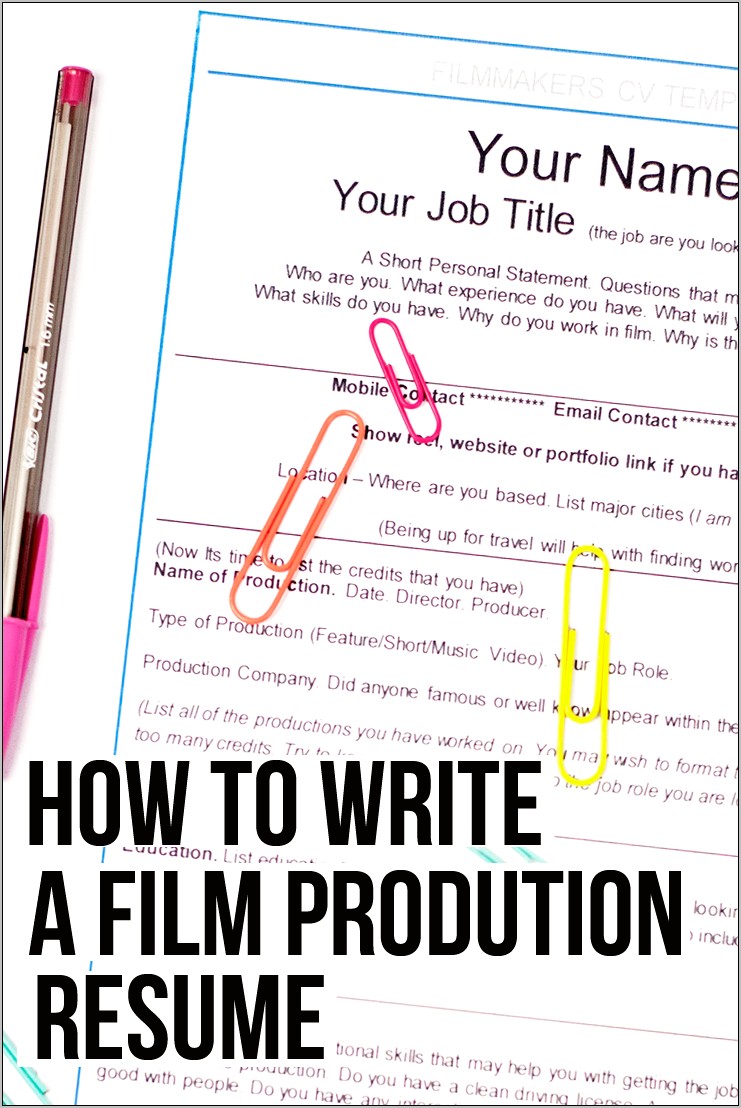 Skills For A Filmmaker Resume