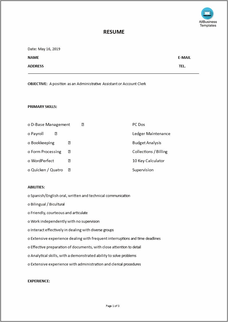 Skills List Administrative Assistant Resume