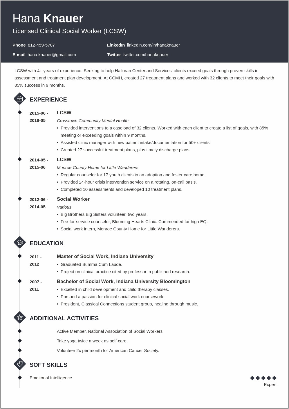 Social Work Resume Summary Examples