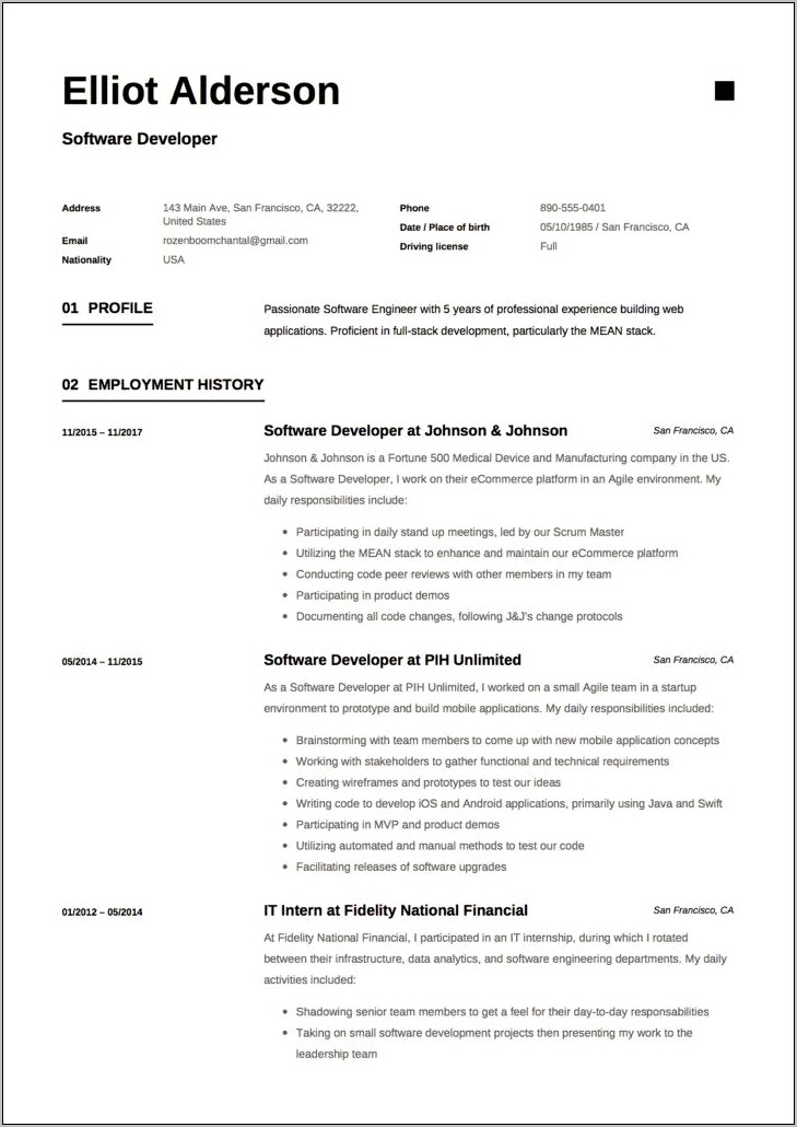 Software Engineer Sample Resume .doc
