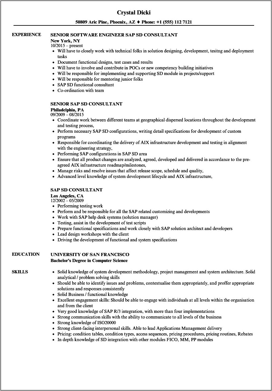 Software Implementation Consultant Sample Resume