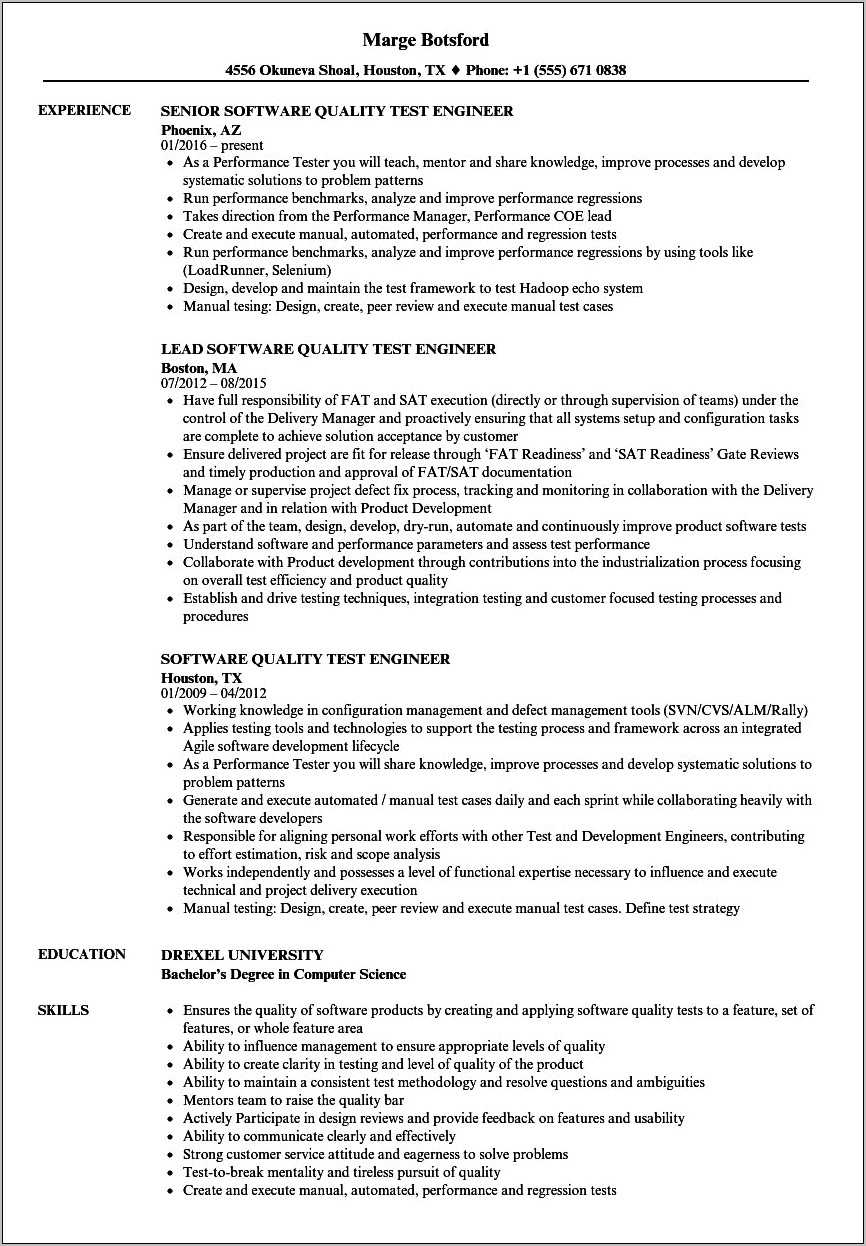 Software Test Engineer Resume Objective