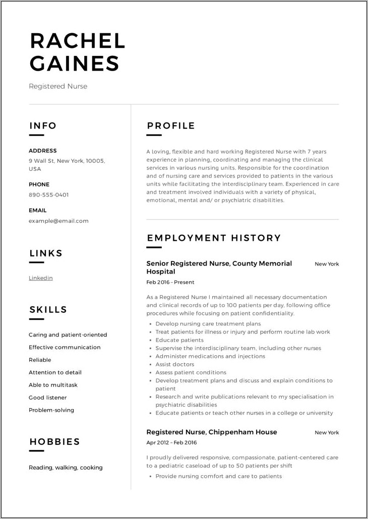 Staff Nurse Sample Resume Format