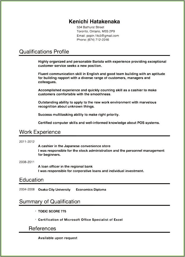 Starbucks Key Holder Job Resume
