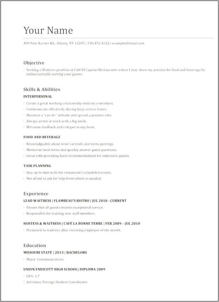 Strong Objective For Resume Server