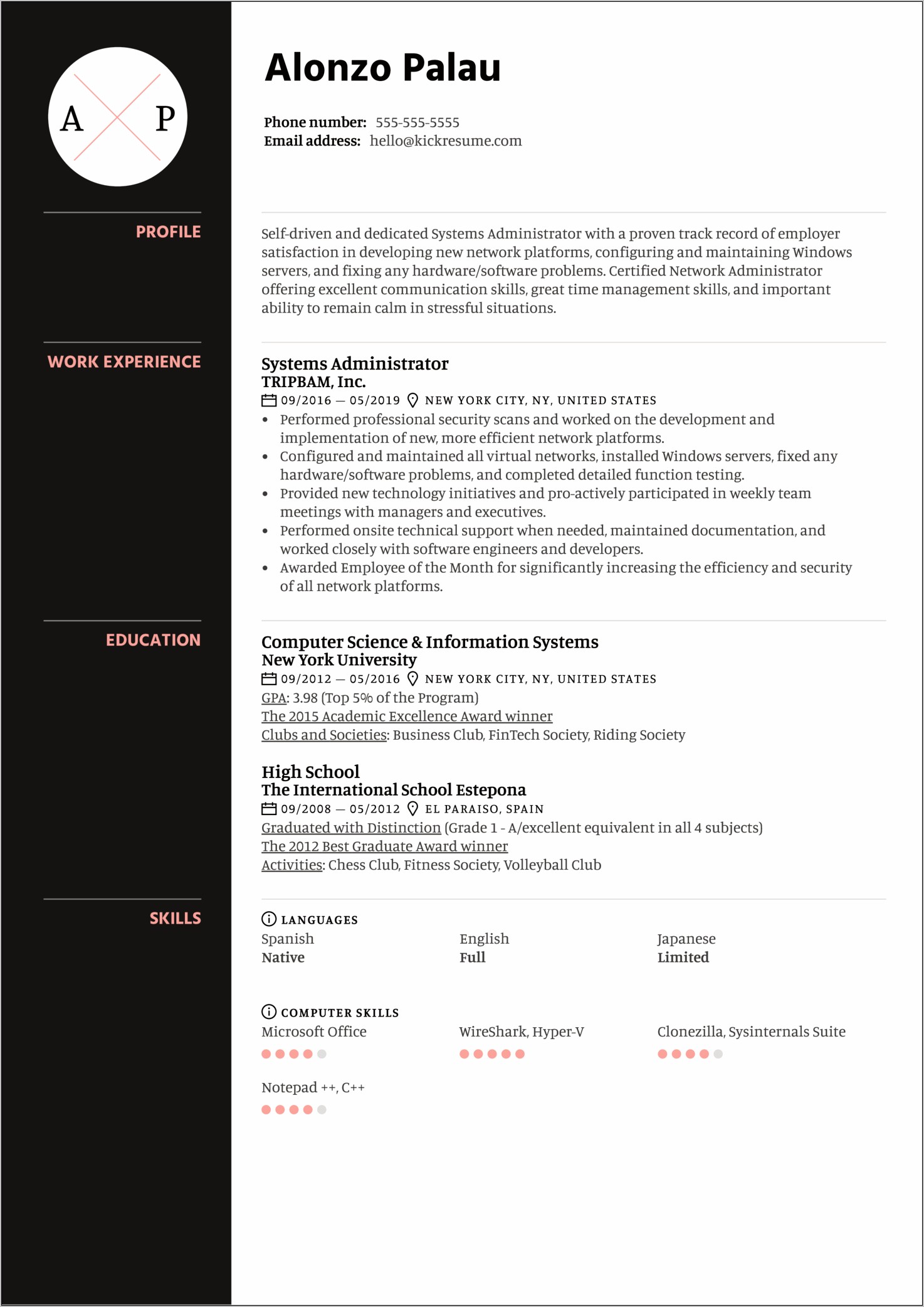 System Administrator Resume Examples 2012