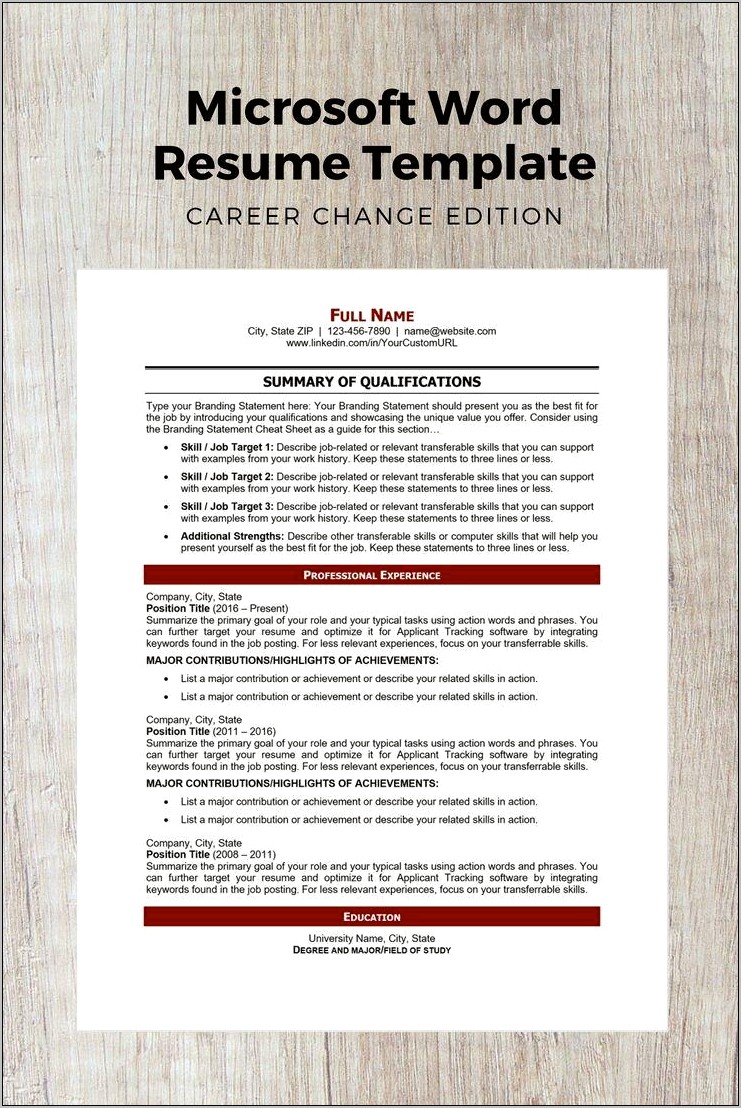 Target Job Title On Resume