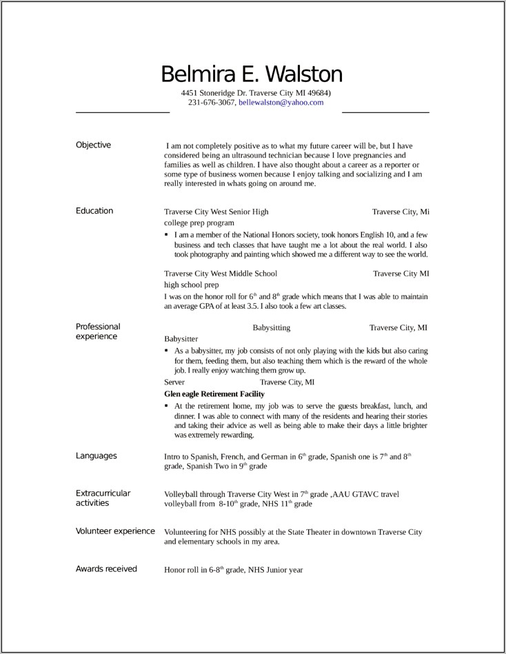 Ultrasound Resume Examples No Experience