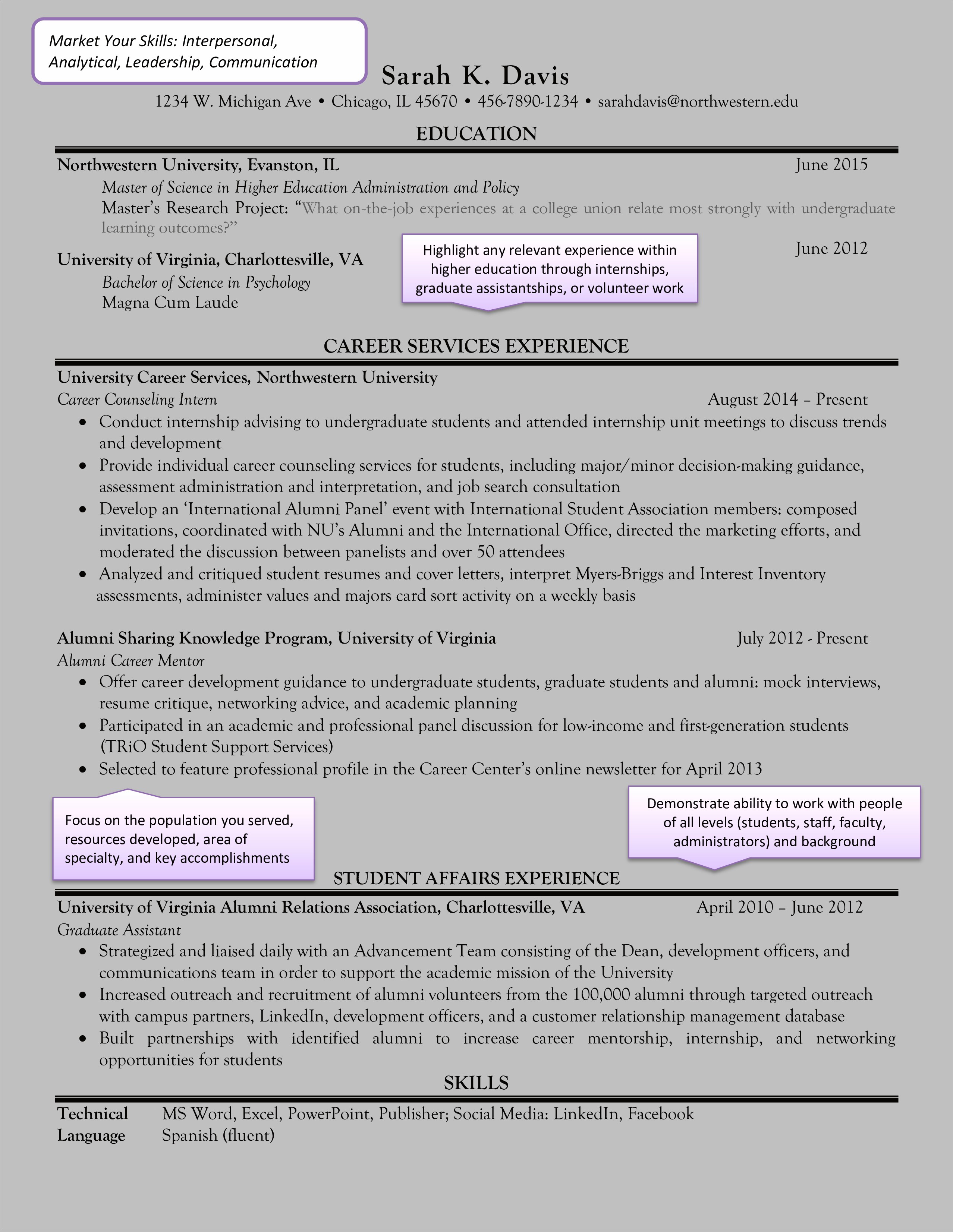 Uncg Career Service Resume Example