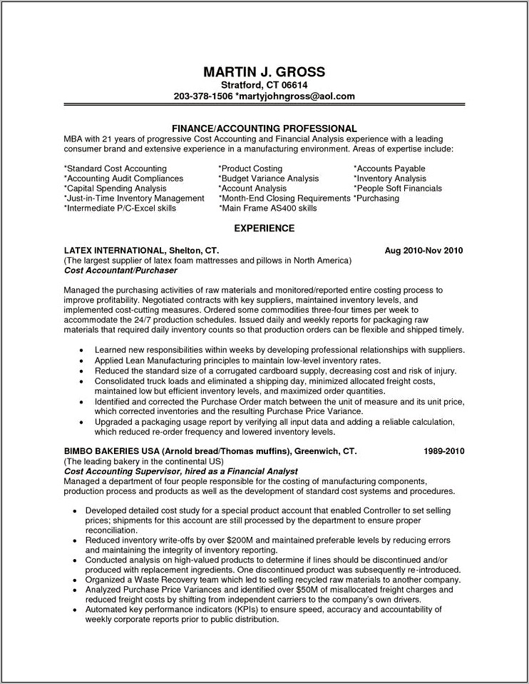 Usa Investment Banking Resume Example