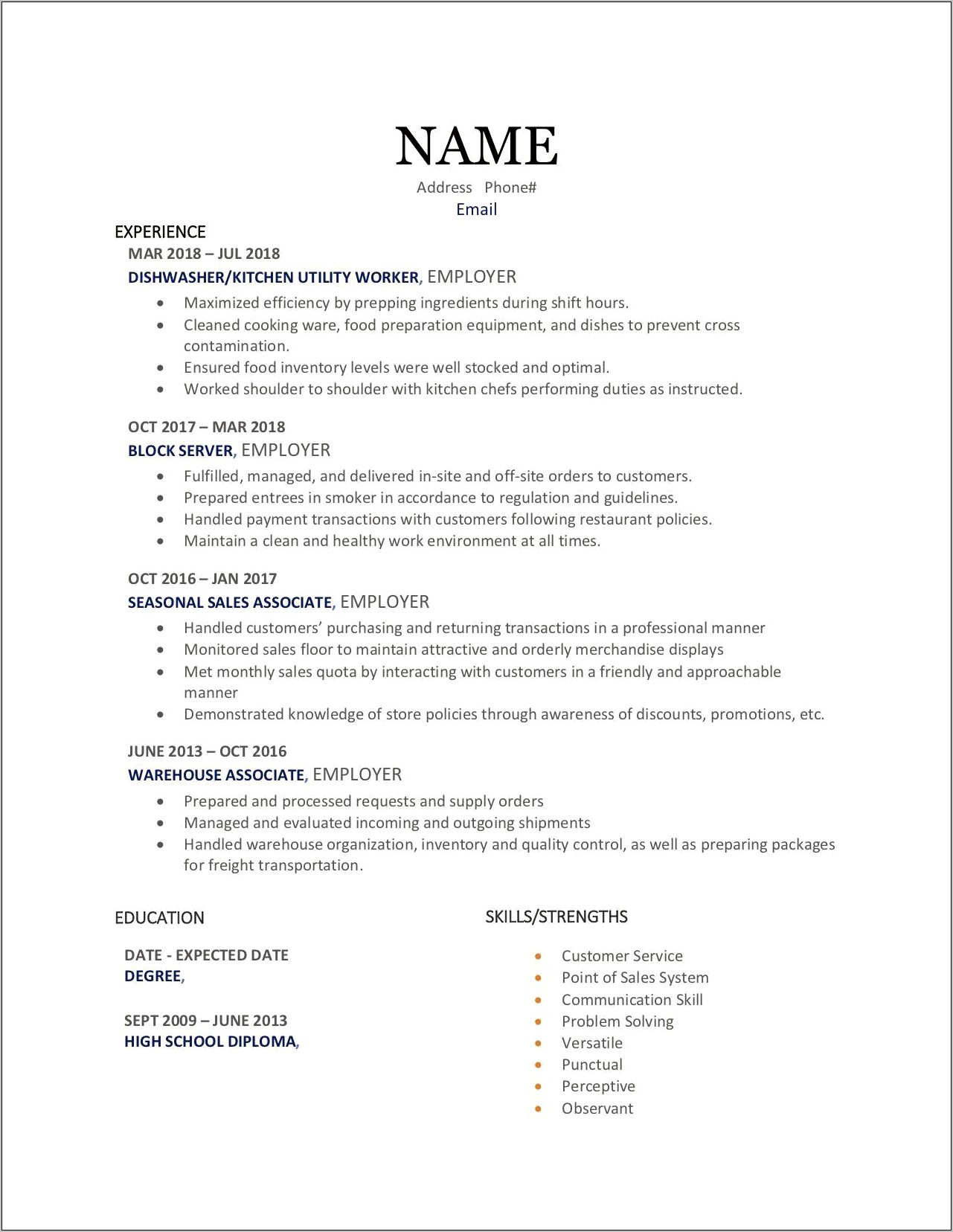 Utility Worker Job Description Resume