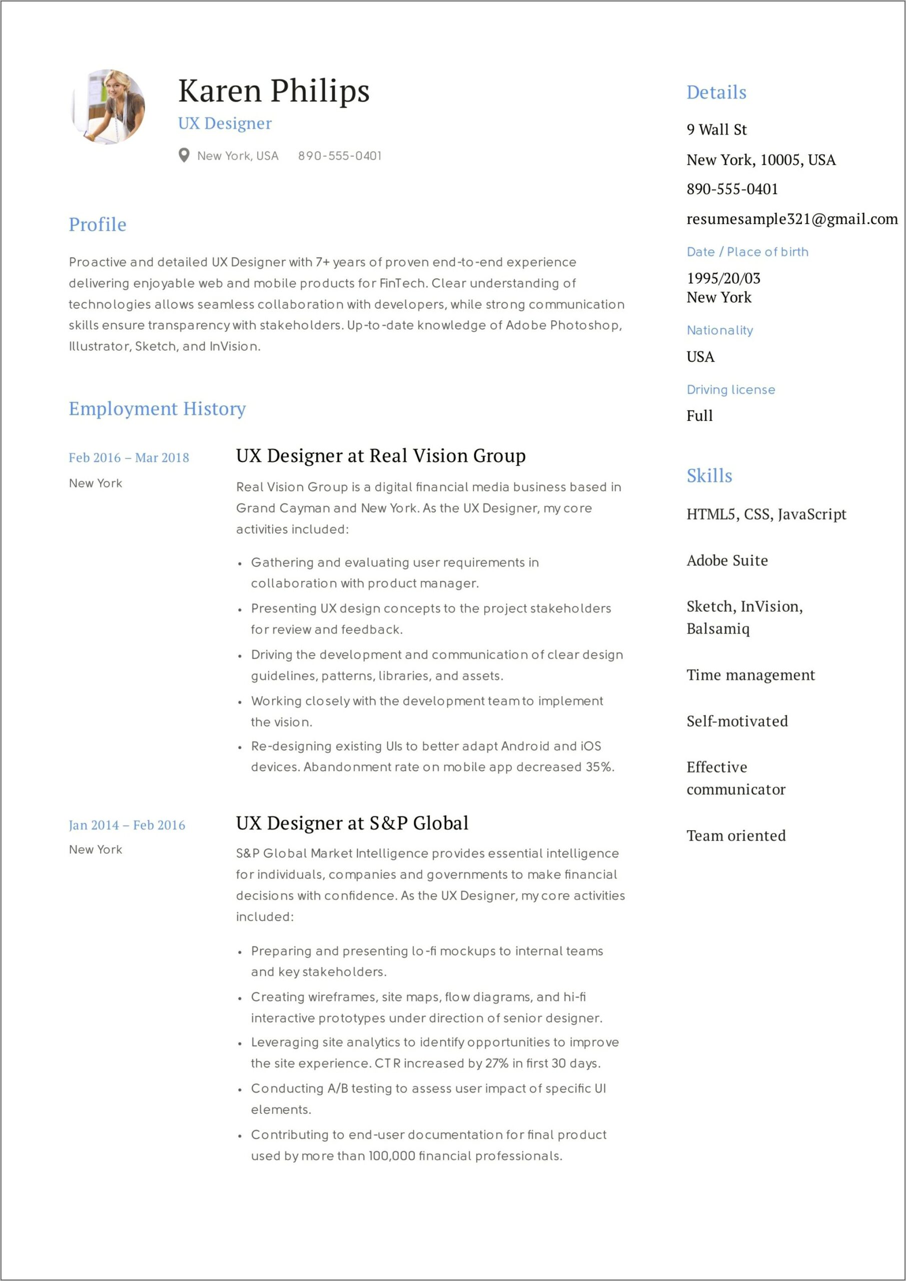 Ux Researcher Job Description Resume