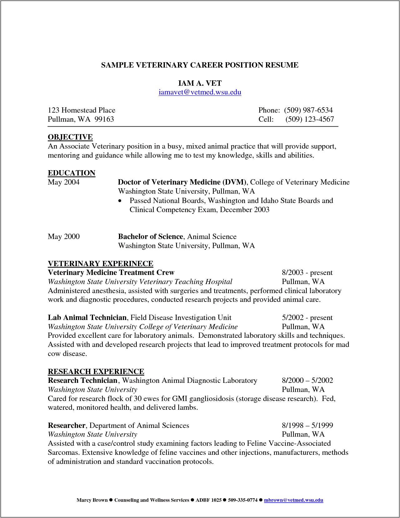 Vet Tech Job Objective Resume