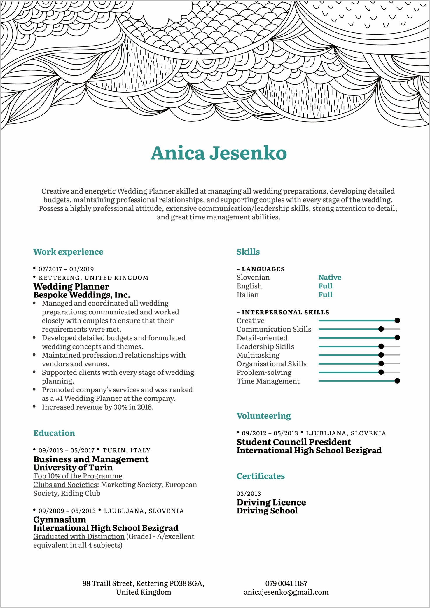 Wedding Coordinator Job Description Resume