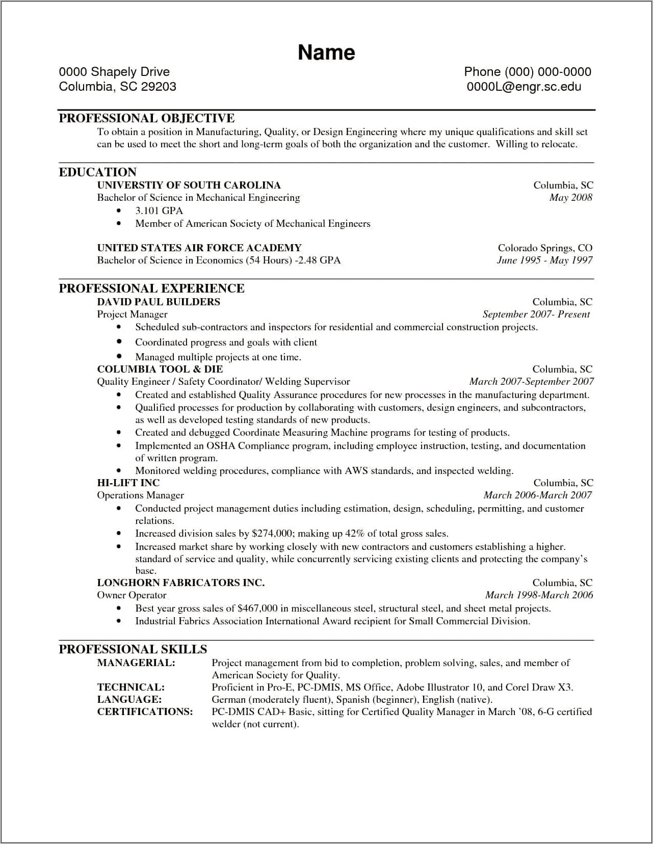 Welding Foreman Job Description Resume