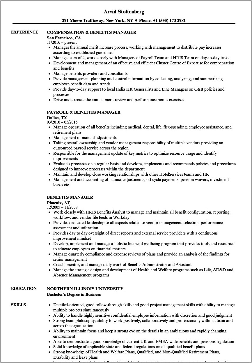 Workers Compensation Manager Resume Examples