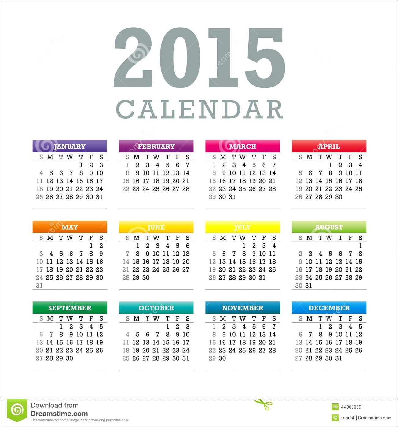 2015 Calendar Vector Template Free Download