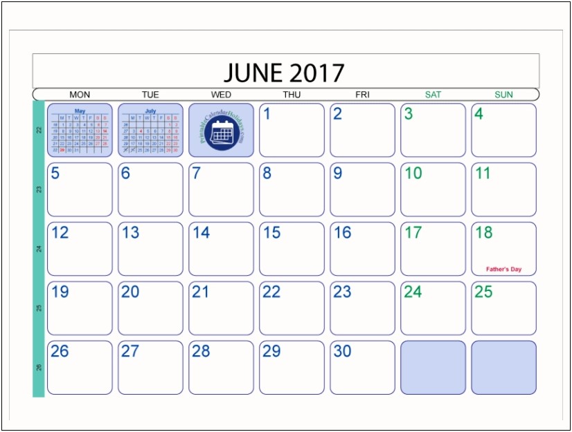 2017 Free Calendar Template With Holidays