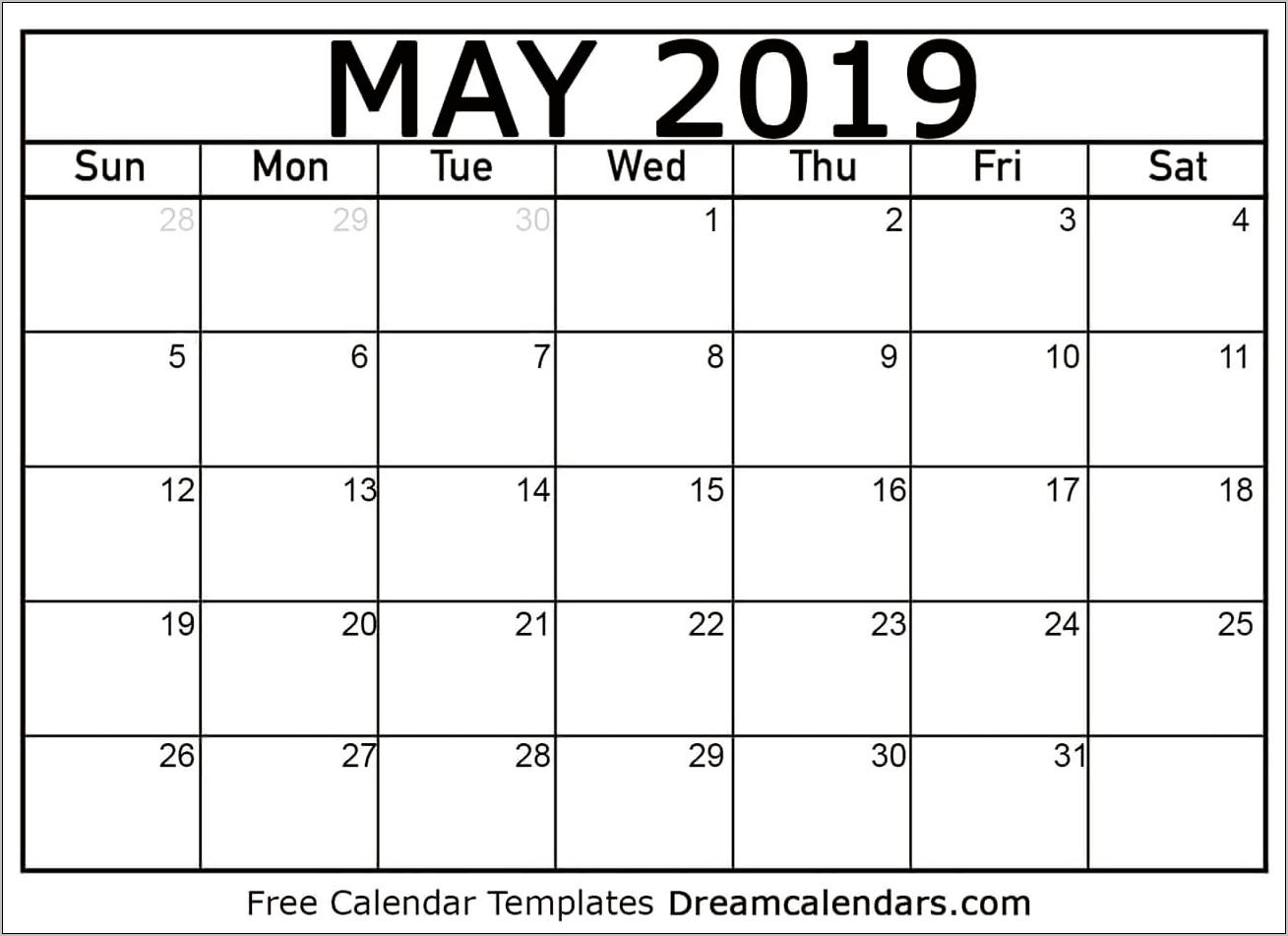 2019 Calendar Template Word Free Download