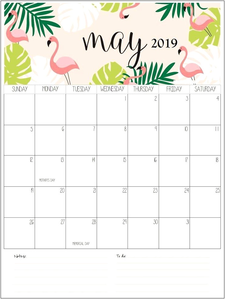 2019 Excel Calendar Template Free Download