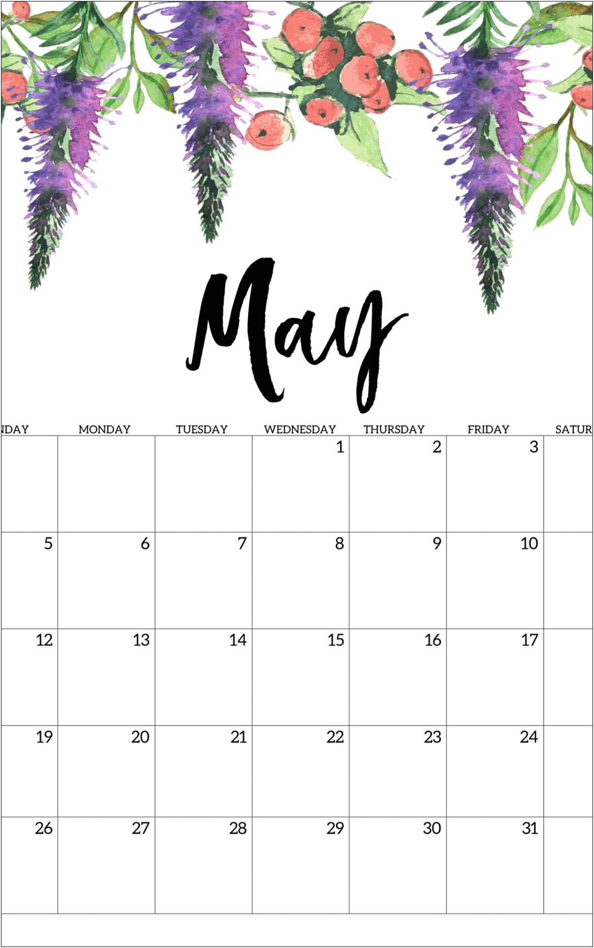 2019 Free Printable Verticle Calendar Templates