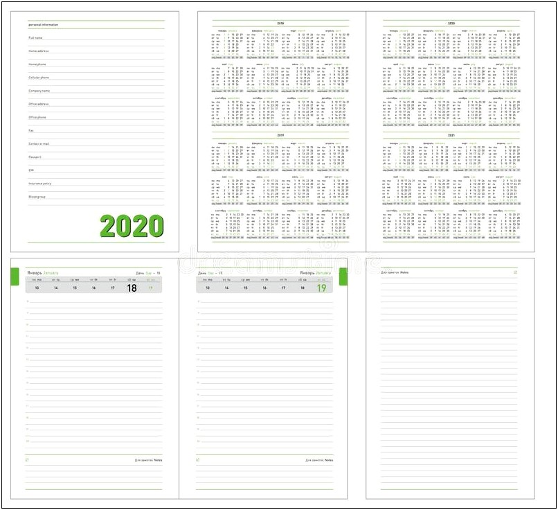 2020 Calendar Notebook Template Indesign Free