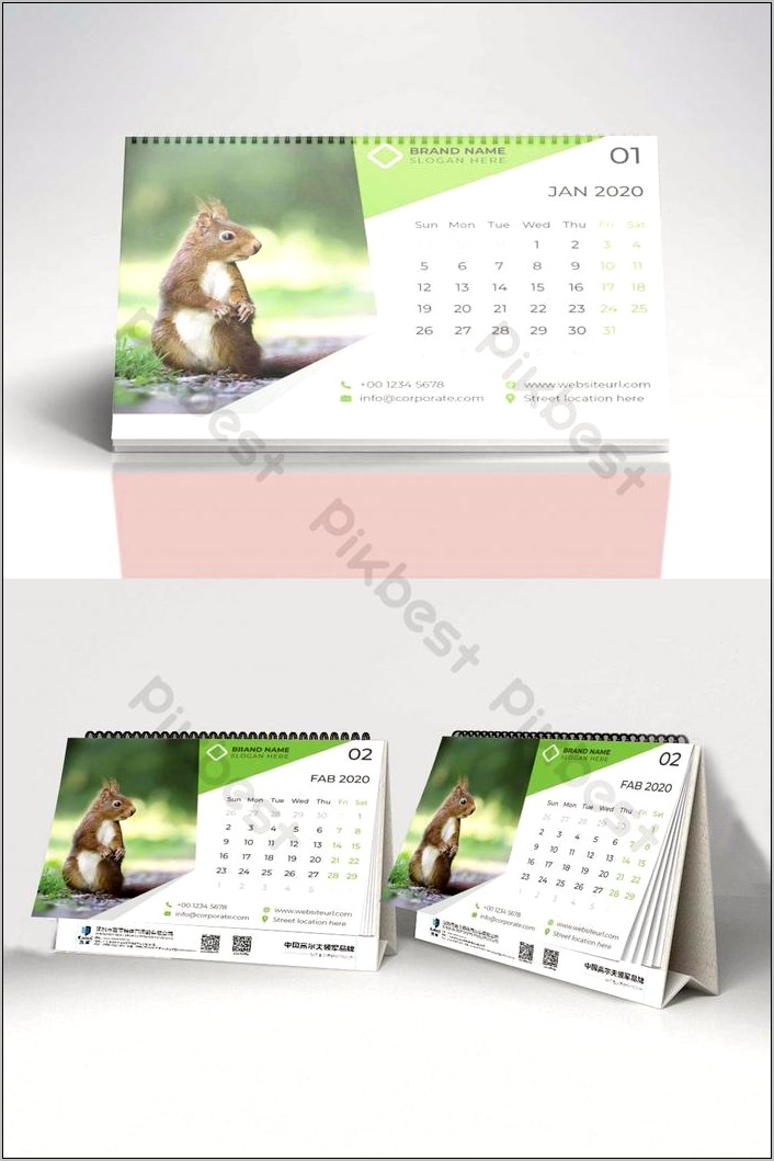 2020 Desk Calendar Template Free Download
