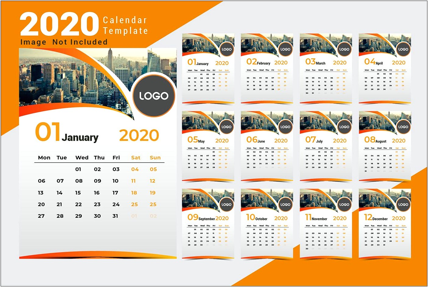 2020 Free Business Card Calendar Templates