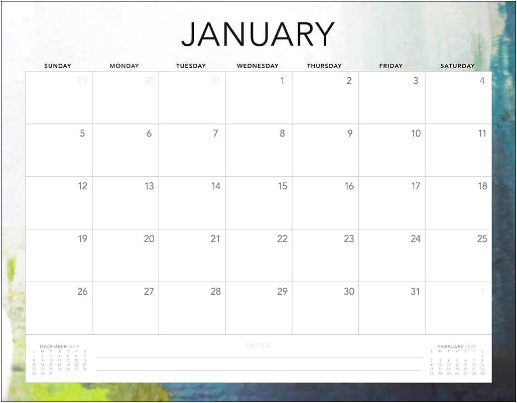 2020 Free Printable Photo Calendar Template