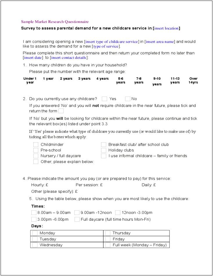 3 Market Research Survey Template Free