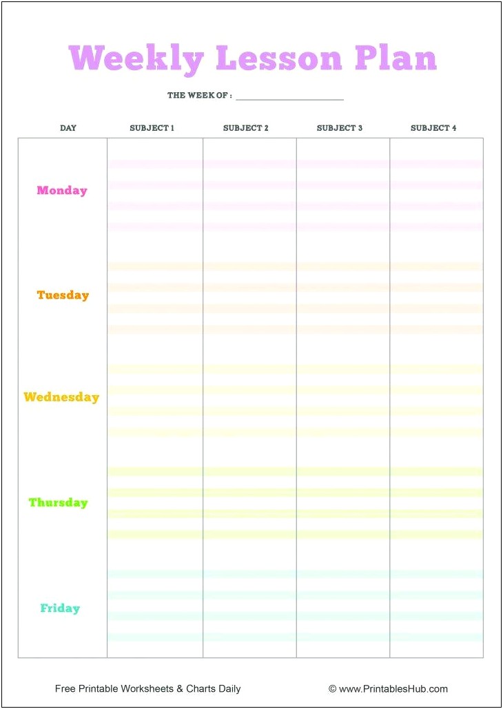 3 Subject Lesson Plan Template Free
