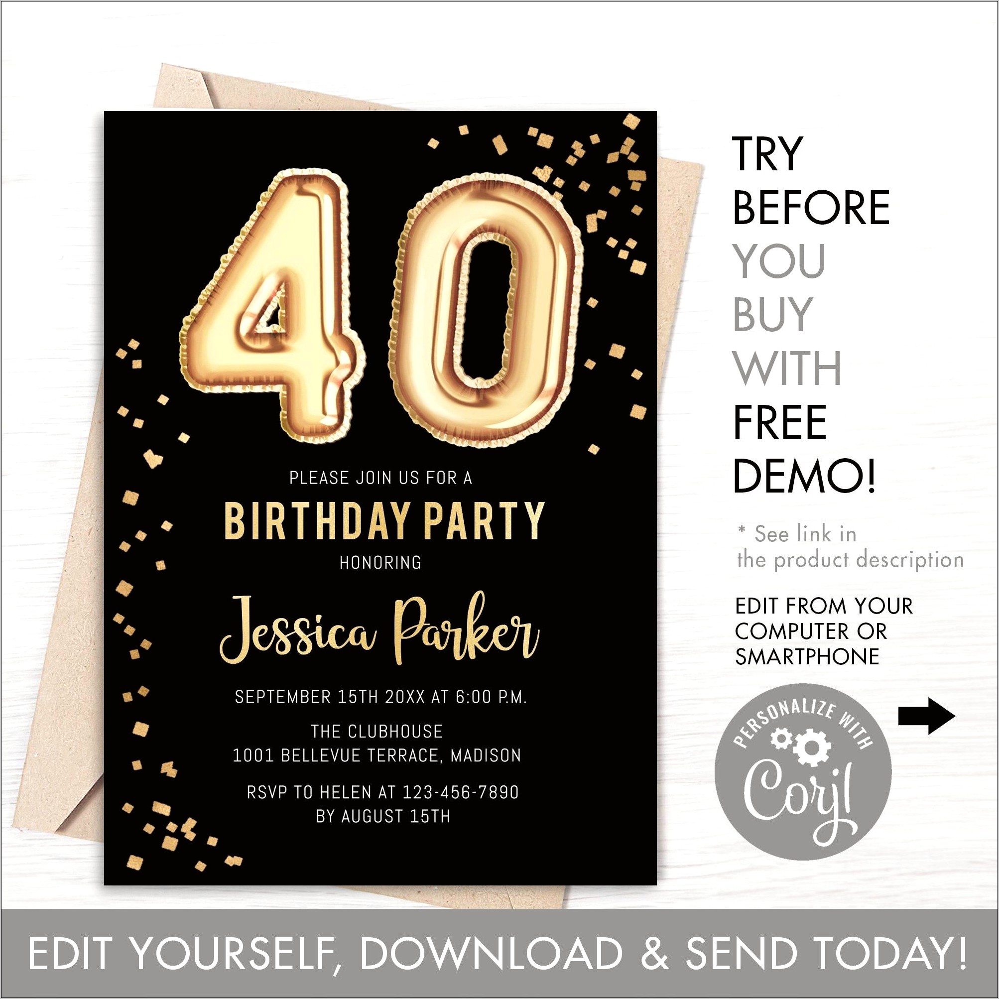 40th Birthday Party Invites Free Templates