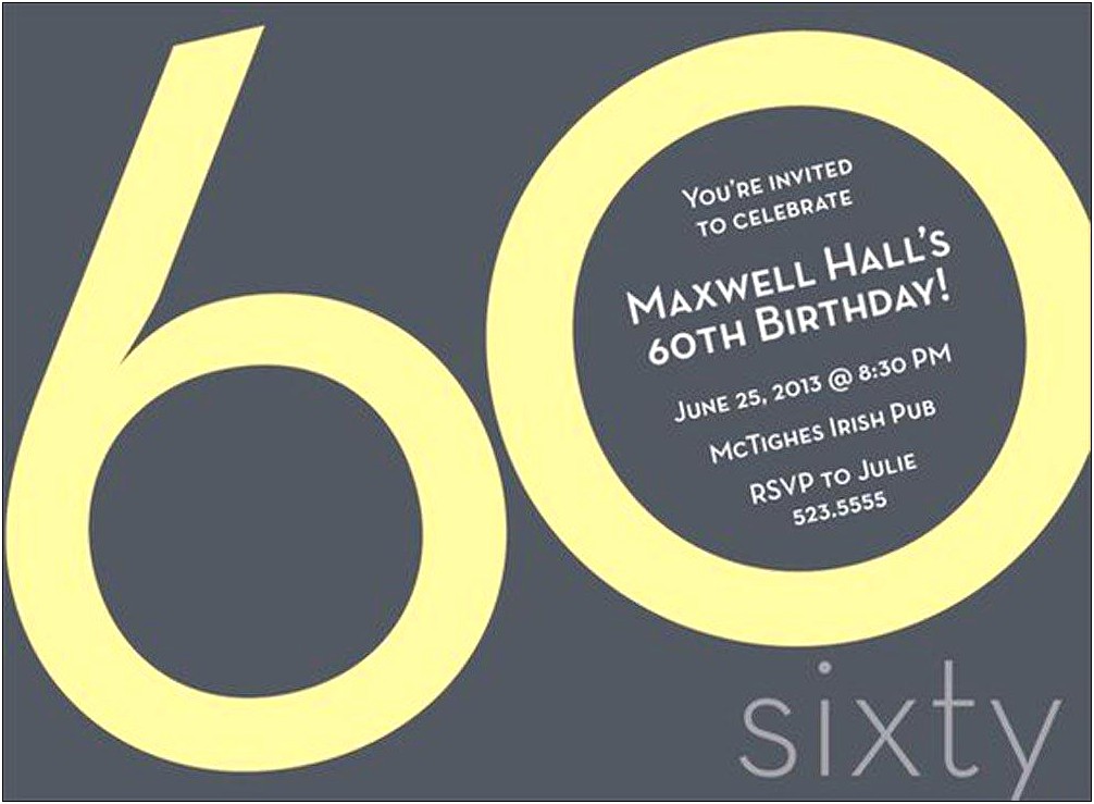 60th Birthday Invitation Card Templates Free