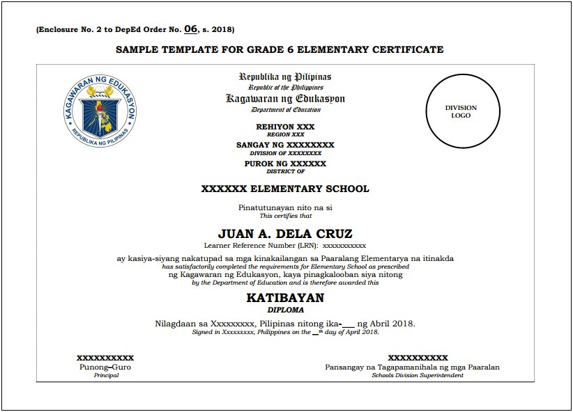 6th Grade Graduation Certificate Template Free