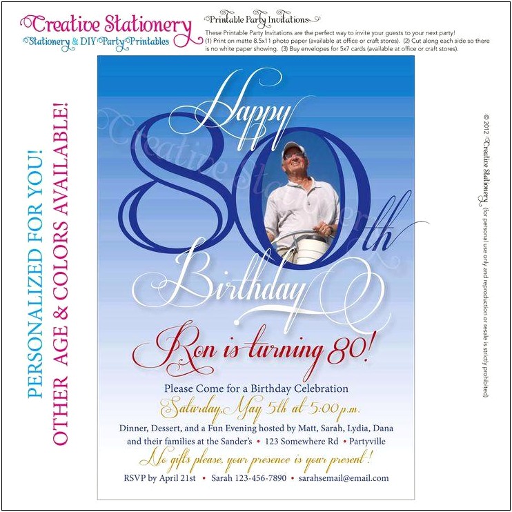80th Birthday Flyer Templates Free Printable